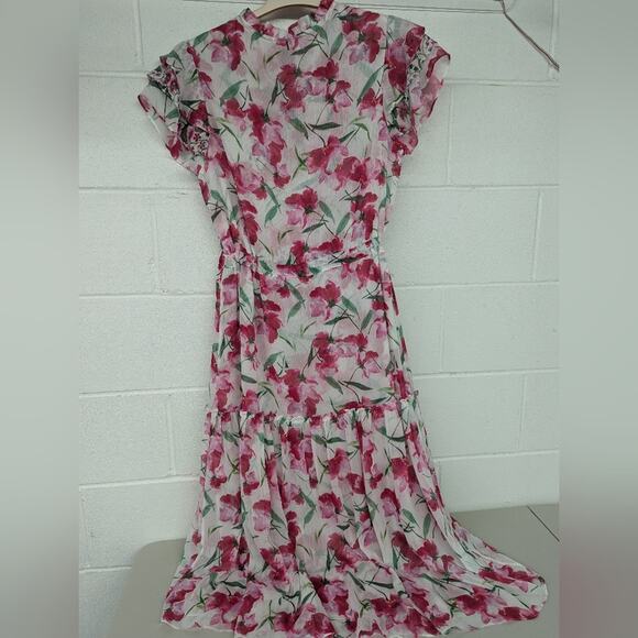 New Sz small MISA LOS ANGELES NIKA DRESS FUSCHIA MIX floral printed chiffon midi - Picture 8 of 10